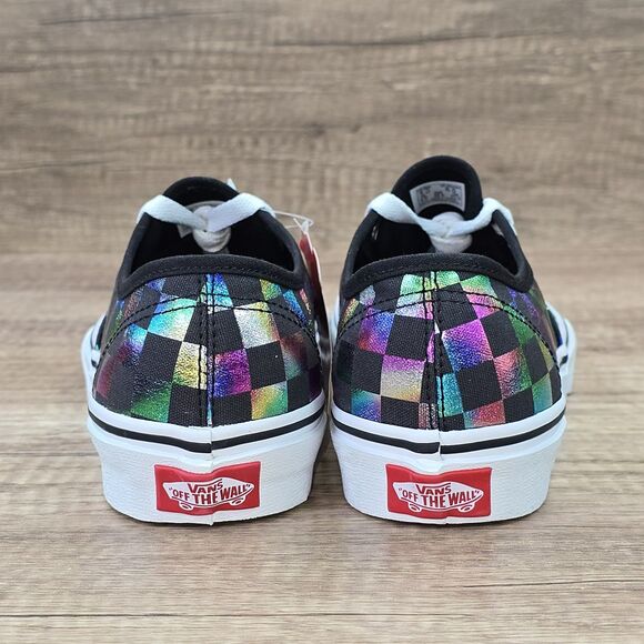 VANS Authentic Iridiscent Checkerboard Women's Sz 6.5 Black Multicolor Shoes NEW - Picture 4 of 9